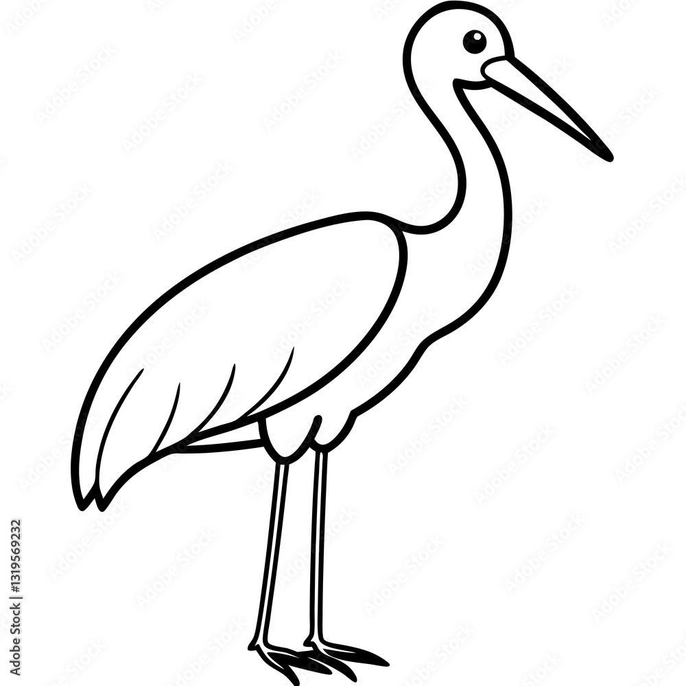 Obraz premium Simple Stork Vector Illustration in One Line