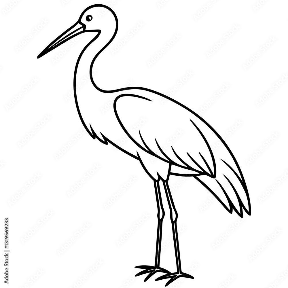 Obraz premium Simple Stork Vector Illustration in One Line