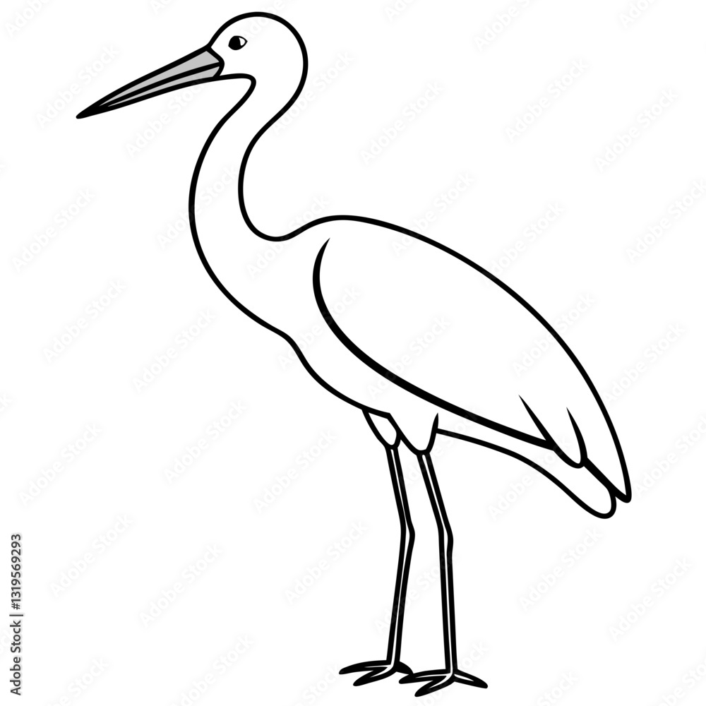Obraz premium Simple Stork Vector Illustration in One Line