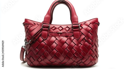 A symphony of red leather, meticulously handcrafted with intricate details, this exquisite woven handbag is a statement of elegance, perfect for both stylish outings and everyday errands, its
