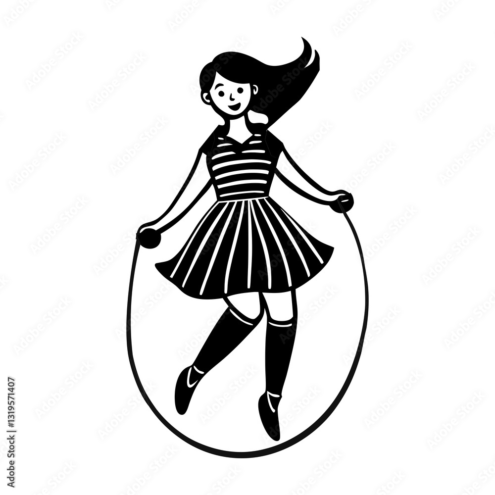 Fototapeta premium Silhouette art of a girl jumping rope