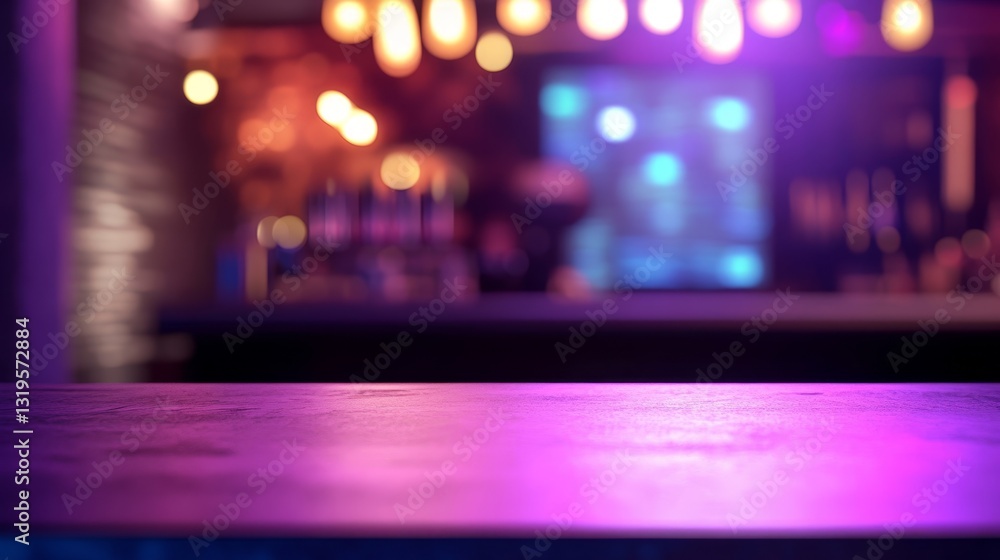 Empty table top with a blurred bar interior Empty table top with a blurred bar interior