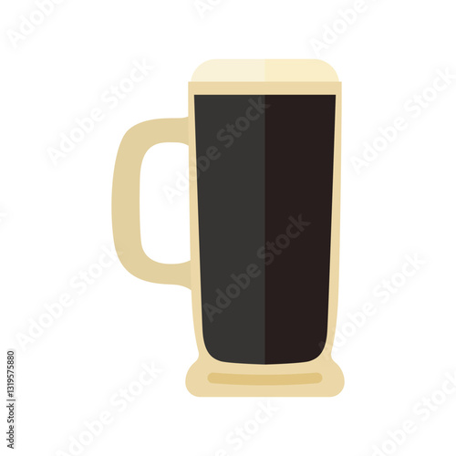 Refreshing dark beer in a glass mug.