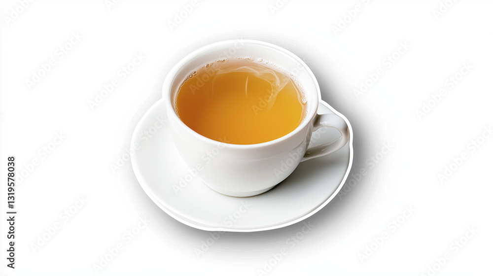 steaming cup of tea on white saucer, inviting warmth and comfort steaming cup of tea on white saucer, inviting warmth and comfort