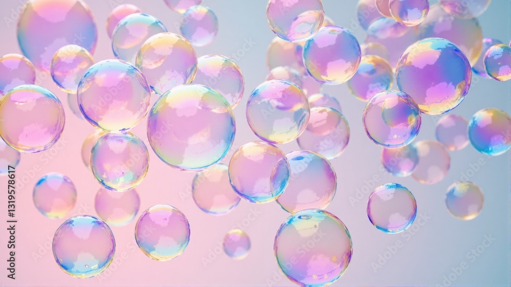 A bunch of colorful bubbles floating in the air A bunch of colorful bubbles floating in the air