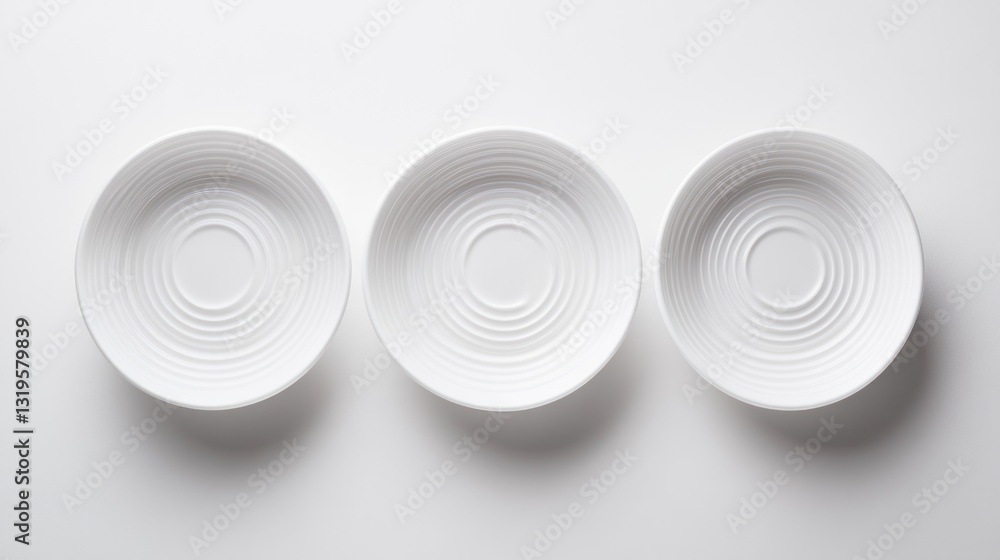 Obraz premium Three white bowls on white background