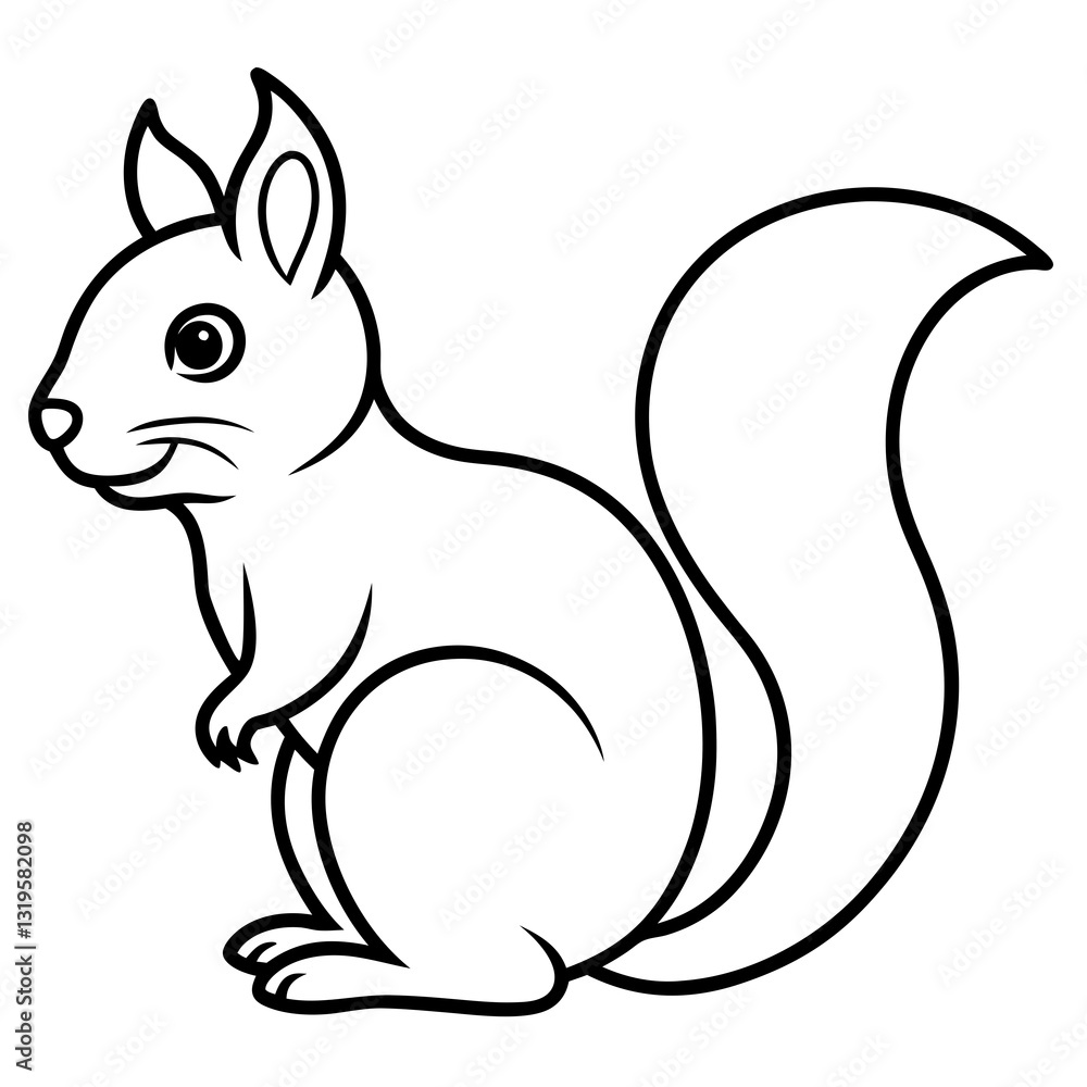 Sleek One-Stroke Squirrel Vector Art