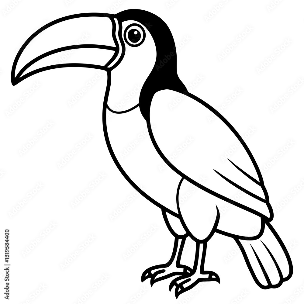 Fototapeta premium Toucan Silhouette Vector Design in One Line