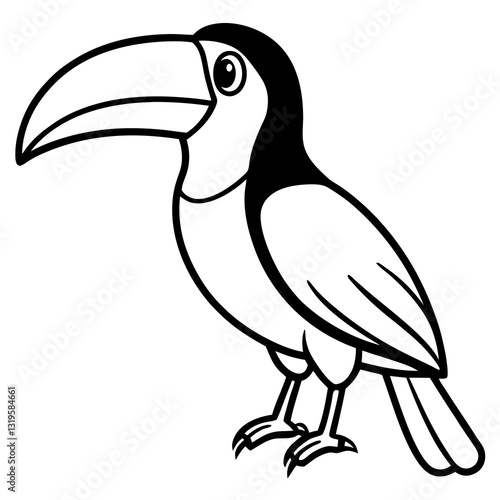 Toucan Silhouette Vector Design in One Line