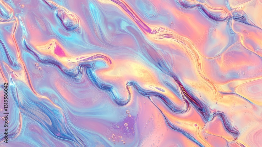 Iridescent pastel holographic metal liquid texture Iridescent pastel holographic metal liquid texture