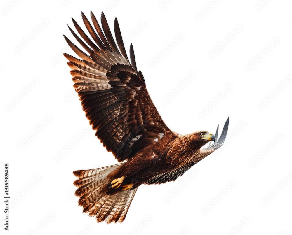 Fototapeta premium Majestic Eagle in Flight with Detailed Feather Patterns and Colors