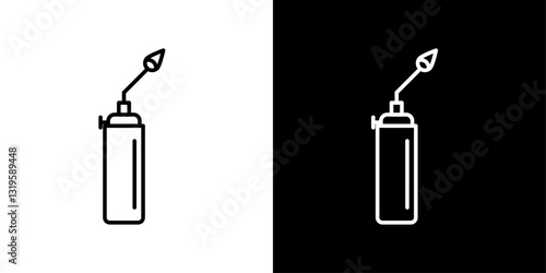 Blowtorch icons in stroke line style in black and white colors