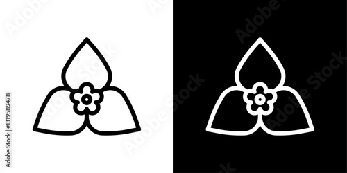 Bougainvillea icons in stroke line style in black and white colors photo