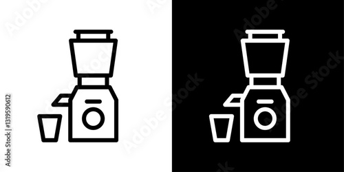 Cold pressed juicer icons in stroke line style in black and white colors