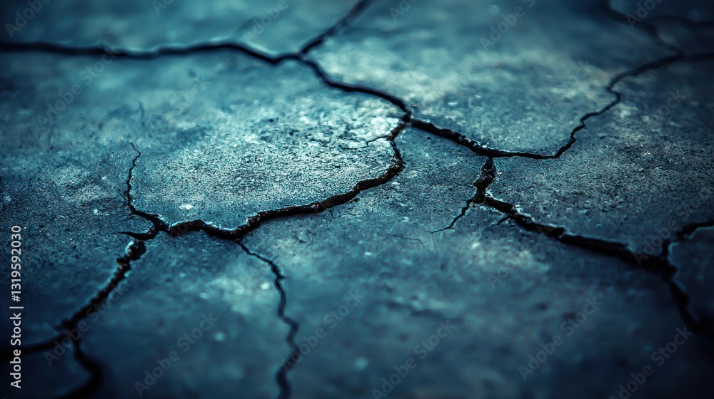 Fototapeta premium Cracked earth, arid land, drought texture closeup