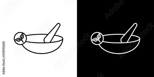 Herbal Medicine icons in stroke line style in black and white colors