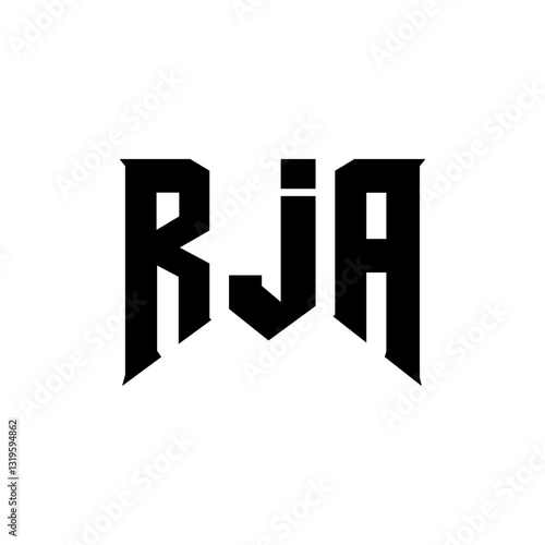 RJA letter logo design for technology company. RJA logo design black and white color combination. RJA logo, RJA vector, RJA design, RJA icon, RJA alphabet. RJA typography logo design. photo