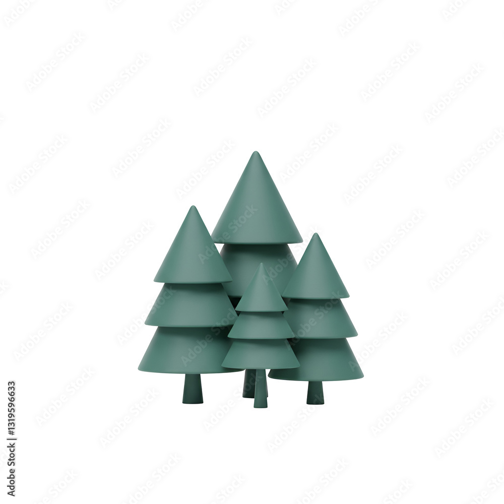 Fototapeta premium Simple Forest Silhouette with a Few Trees Icon
