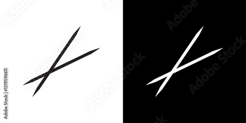 Toothpick icons in stroke line style in black and white colors