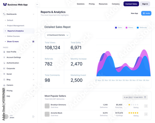 Business, Sales Project,  Log in & Sign in,Reports & Analytics Dashboard Web App CMS UI Kit Template