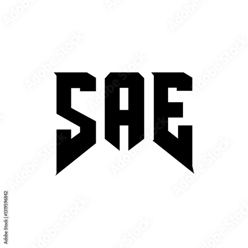 SAE letter logo design for technology company. SAE logo design black and white color combination. SAE logo, SAE vector, SAE design, SAE icon, SAE alphabet. SAE typography logo design.