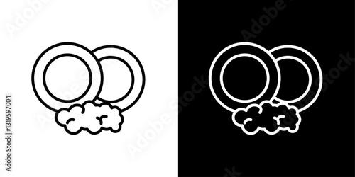 Washing dishes icons in stroke line style in black and white colors