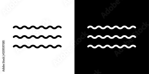 Wave icons in stroke line style in black and white colors