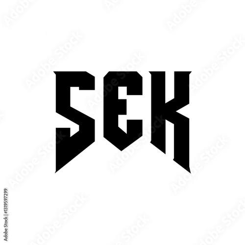 SEK letter logo design for technology company. SEK logo design black and white color combination. SEK logo, SEK vector, SEK design, SEK icon, SEK alphabet. SEK typography logo design.