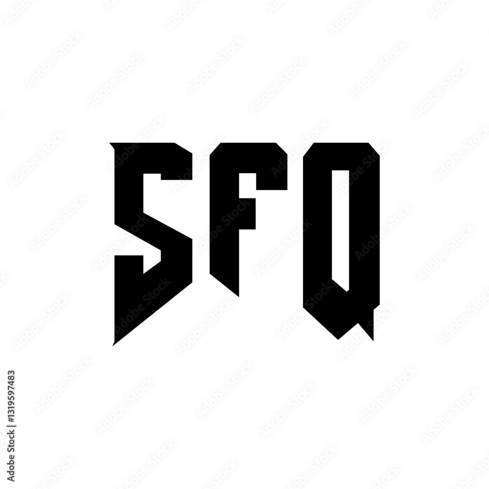 Fototapeta premium SFQ letter logo design for technology company. SFQ logo design black and white color combination. SFQ logo, SFQ vector, SFQ design, SFQ icon, SFQ alphabet. SFQ typography logo design.