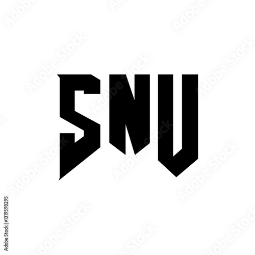 SNU letter logo design for technology company. SNU logo design black and white color combination. SNU logo, SNU vector, SNU design, SNU icon, SNU alphabet. SNU typography logo design.