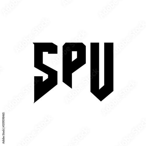 SPU letter logo design for technology company. SPU logo design black and white color combination. SPU logo, SPU vector, SPU design, SPU icon, SPU alphabet. SPU typography logo design.