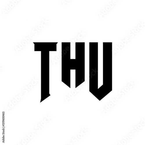 THU letter logo design for technology company. THU logo design black and white color combination. THU logo, THU vector, THU design, THU icon, THU alphabet. THU typography logo design.