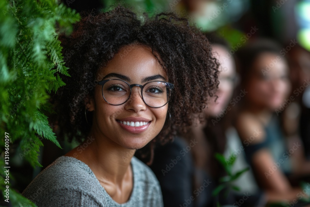Smiling woman enjoying nature urban portrait in lush greenery vibrant outdoor setting natural view Smiling woman enjoying nature urban portrait in lush greenery vibrant outdoor setting natural view