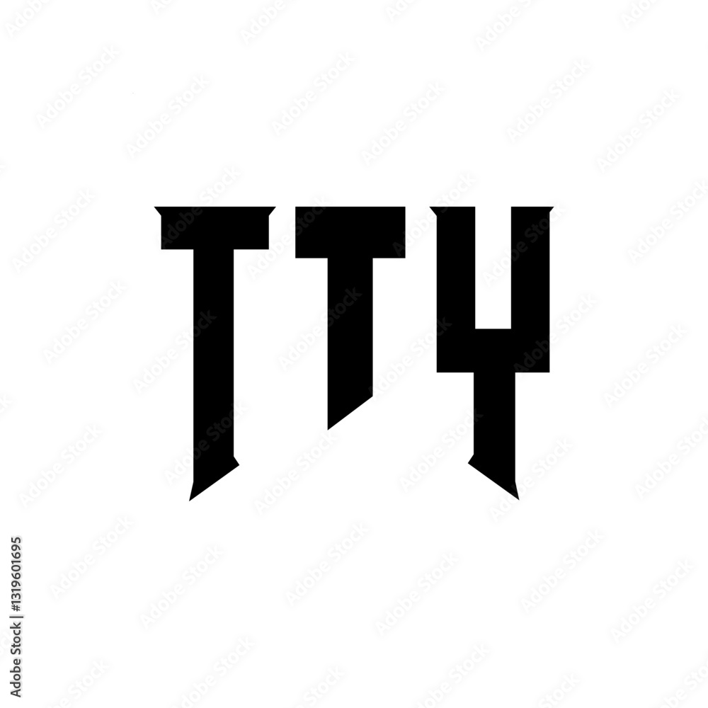 Obraz premium TTY letter logo design for technology company. TTY logo design black and white color combination. TTY logo, TTY vector, TTY design, TTY icon, TTY alphabet. TTY typography logo design.