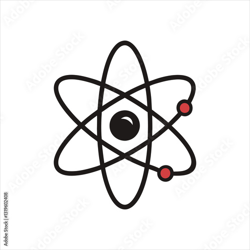  Atom Icon with Label Text in Vector Art Design