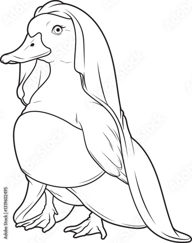 Duck Bride Veil Wedding Animal Vector Graphic Art Illustration