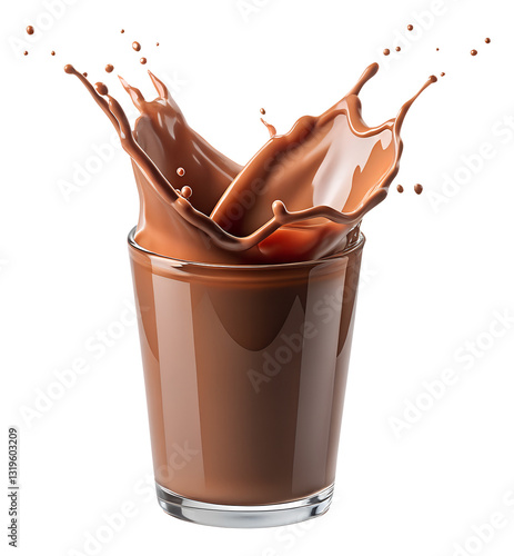 chocolate splash in glass isolated on transparent background Remove png, Clipping Path