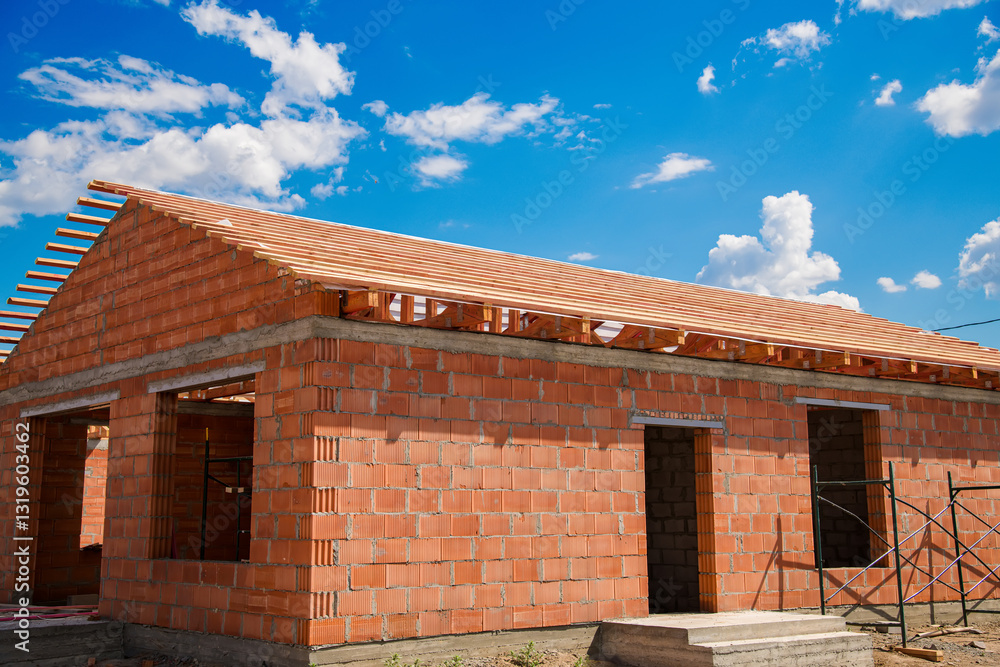 Building a house. The frame of the house Building a house. The frame of the house