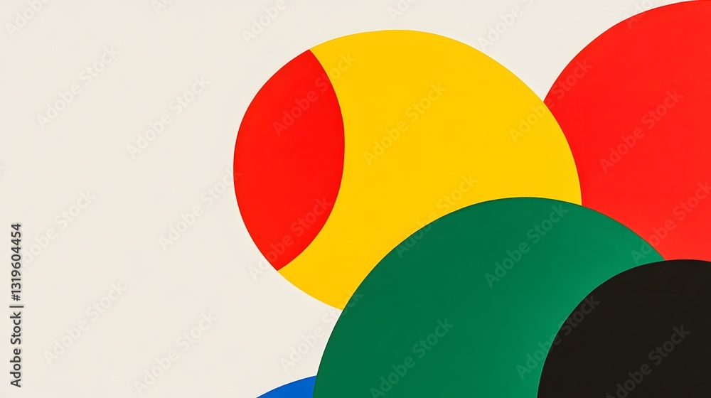 Colorful abstract composition features overlapping semi circles of various colors Colorful abstract composition features overlapping semi circles of various colors