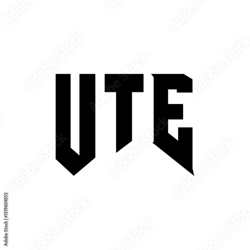 UTE letter logo design for technology company. UTE logo design black and white color combination. UTE logo, UTE vector, UTE design, UTE icon, UTE alphabet. UTE typography logo design.