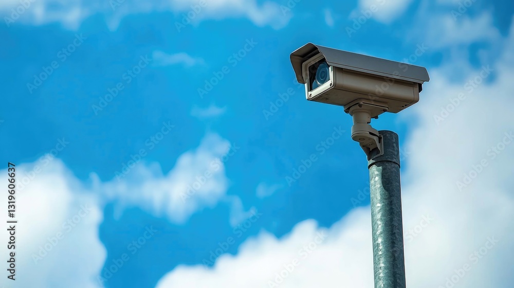 Security Camera Under a Bright Blue Sky Security Camera Under a Bright Blue Sky