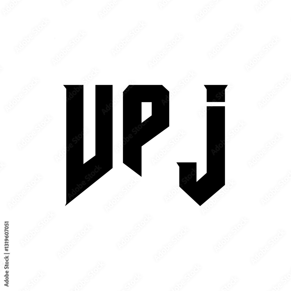 Obraz premium VPJ letter logo design for technology company. VPJ logo design black and white color combination. VPJ logo, VPJ vector, VPJ design, VPJ icon, VPJ alphabet. VPJ typography logo design.