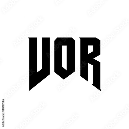 VOR letter logo design for technology company. VOR logo design black and white color combination. VOR logo, VOR vector, VOR design, VOR icon, VOR alphabet. VOR typography logo design.