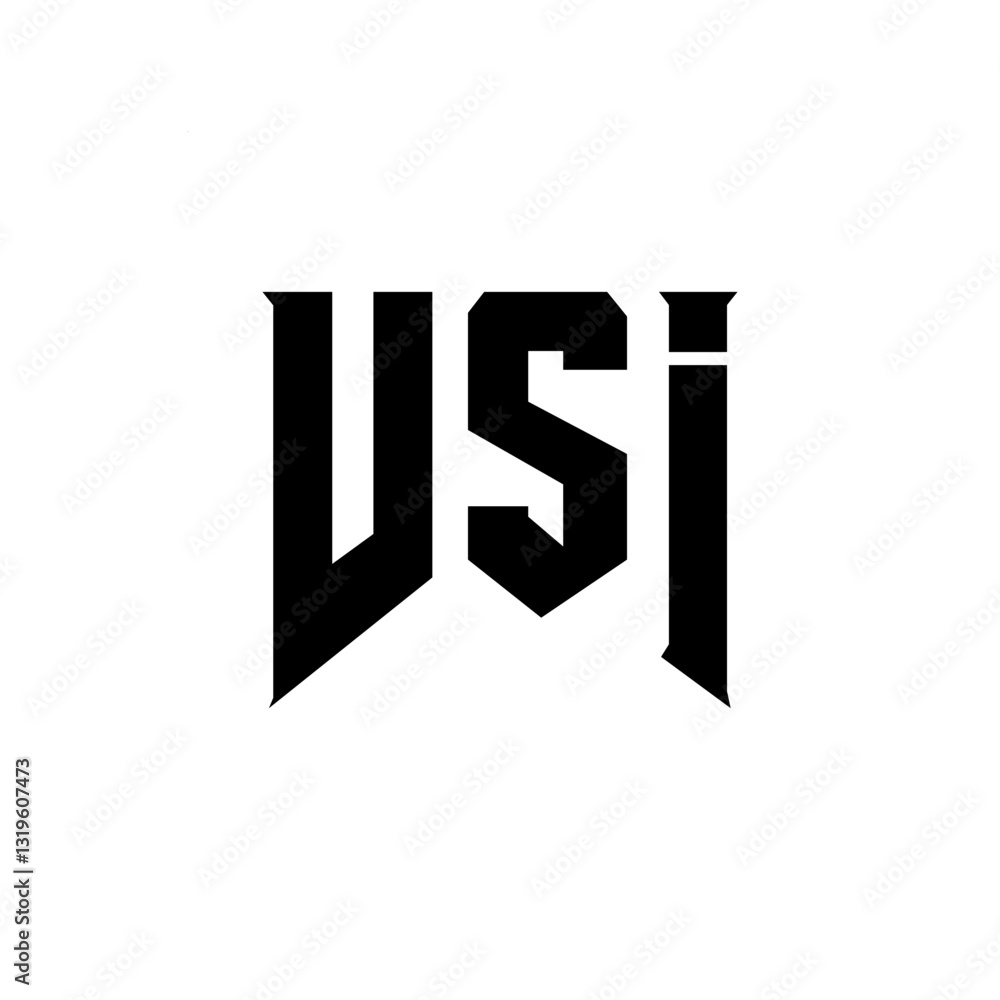 Obraz premium VSI letter logo design for technology company. VSI logo design black and white color combination. VSI logo, VSI vector, VSI design, VSI icon, VSI alphabet. VSI typography logo design.