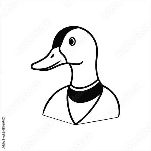 Stylish Duck Head Line Art Minimalist Vector Icon