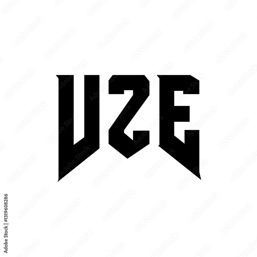 Obraz premium VZE letter logo design for technology company. VZE logo design black and white color combination. VZE logo, VZE vector, VZE design, VZE icon, VZE alphabet. VZE typography logo design.