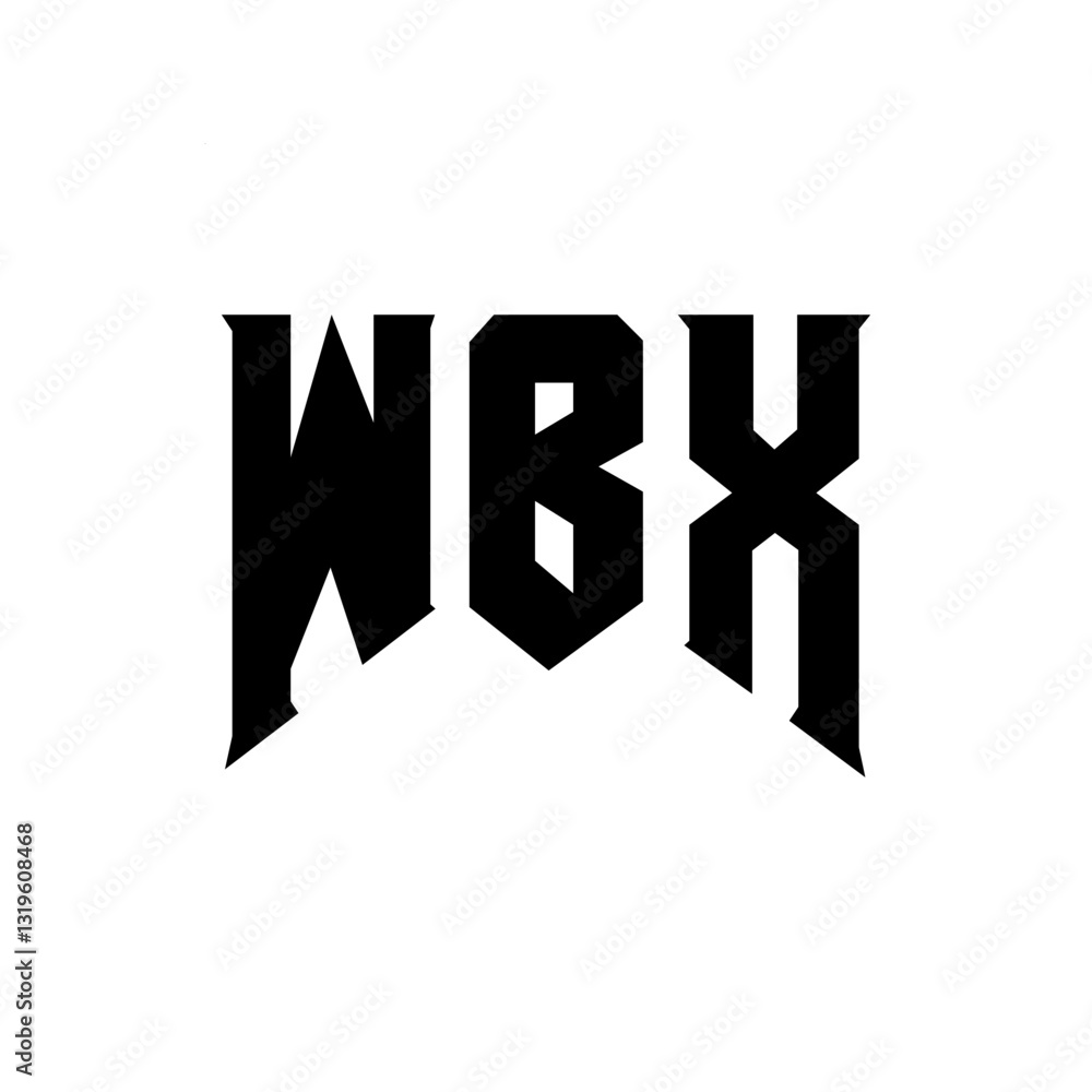 Obraz premium WBX letter logo design for technology company. WBX logo design black and white color combination. WBX logo, WBX vector, WBX design, WBX icon, WBX alphabet. WBX typography logo design.