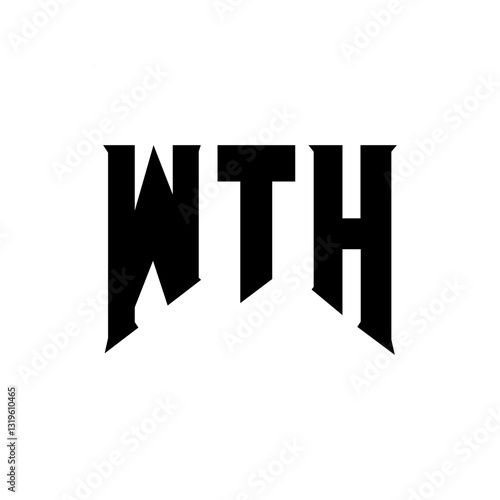WTH letter logo design for technology company. WTH logo design black and white color combination. WTH logo, WTH vector, WTH design, WTH icon, WTH alphabet. WTH typography logo design.