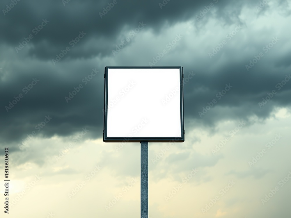 Modern Metal Frame Sign Mockup Against Stormy Sky Modern Metal Frame Sign Mockup Against Stormy Sky