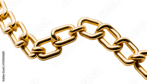 Close up of a shiny gold chain link png